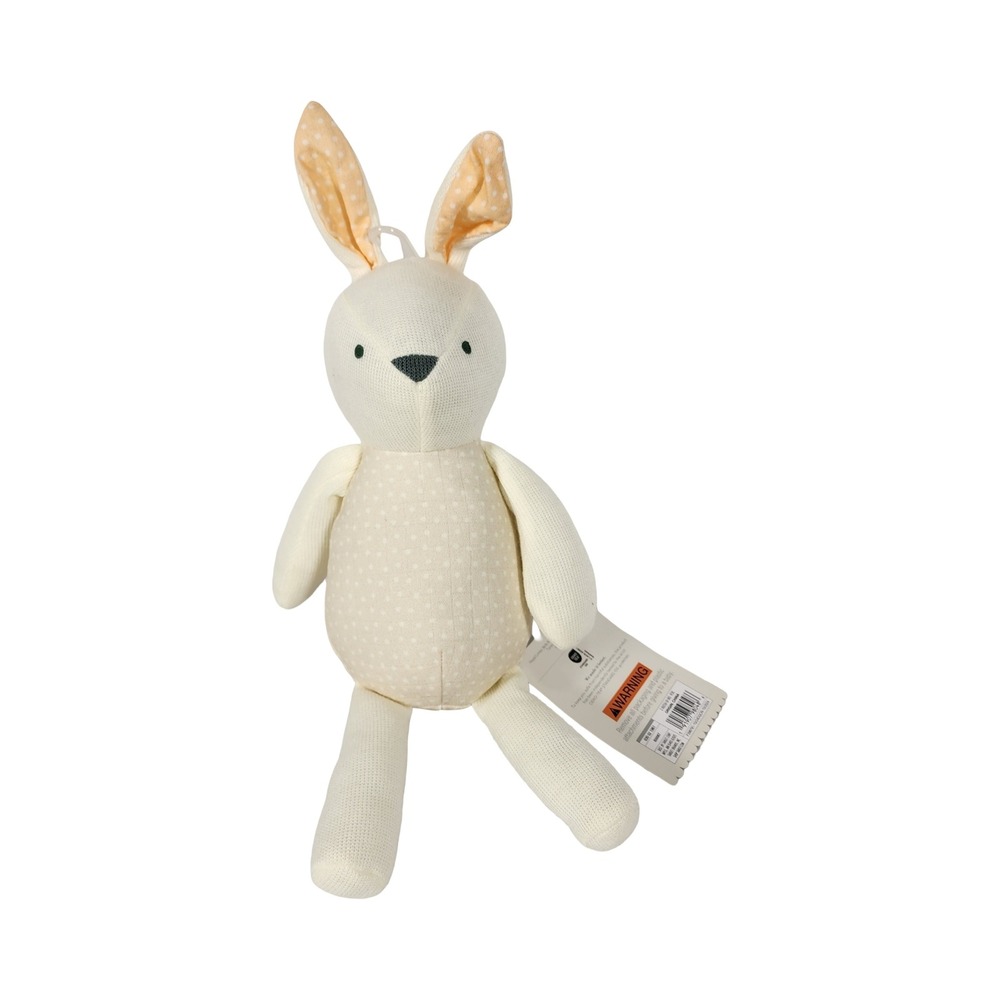 Cloud Island Knit Bunny Rabbit Plush Stuffed Animal Cream Beige Polka Dot 12"